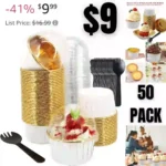 50 Pack Jumbo Cupcake Cups With Lids