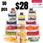 50 Pcs Large Food Storage Containers with Lids Airtight