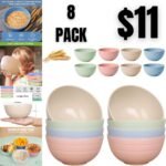 8PACK Wheat Straw Bowls Set, BPA Free Microwave and Dishwasher Safe