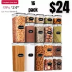 Airtight Food Storage Container Set, 16 Pcs BPA Free Plastic Dry Food Canisters for Kitchen Pantry Organization and Storage Ideal for Cereal
