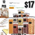 Airtight Food Storage Containers with Lids, 12PCS Plastic Kitchen Storage Containers for Pantry Organizers and Storage – Cereal