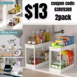 Bathroom Organizer 2 Pack Bathtub Trays Cabinet Counter Organization Under Sink