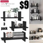 Black Floating Shelves Wall Mounted Set of 3