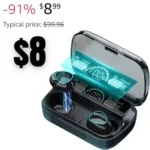 Bluetooth Headphones True Wireless Earbuds Touch Control with LED