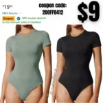 Bodysuits for Women Tummy Control Crew Neck Short Sleeve Body suits