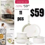 CAROTE 11pcs Pots and Pans Set, Nonstick Cookware Sets Detachable Handle