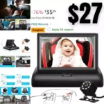 Car Mirror, 4.3 HD Night Vision Function Car Mirror Display, Safety Car Seat Mirror Camera Monitored Mirror with Wide Crystal Clear View