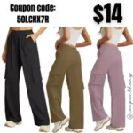 Cargo Pants Women High Waisted Casual Wide Leg