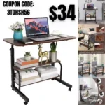 Desk Movable Table Small Spaces Storage Convenient