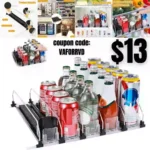 Drink Dispenser for Fridge, Self-Pushing Soda Can Dispenser for Refrigerator with Automatic Pusher Glide