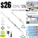 Electric Spin Scrubber,Cordless Cleaning Brush,Shower Cleaning Brush with 6 Replaceable Brush Heads