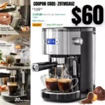 Espresso Machines 20-Bar,Professional Espresso Maker with Milk Frother Steam Wand and Capsule Compatible