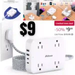 Extension Cord with Multiple Outlets – Flat Plug Power Strip with USB Ports