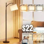 Floor Lamp with 9W Bulb, 3 Color Temperatures, Adjustable Beige Shade