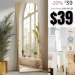 Floor Standing Mirror, Wall Mirror with Stand, Full Length Aluminum Alloy Thin Frame Hanging or Leaning for Living Room Bedroom Cloakroom