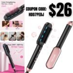 Ionic Hair Straightener Brush, Hair Straightening Brush Flat Iron for Women