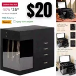 Jewelry Box Organizer with Mirror, 5-Layer Jewelry case with 4 Drawers for Necklaces