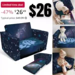 Kids Sofa, Zodiac Sign Toddler Couch 2-in-1 Convertible Sofa to Lounger