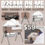 Lotus Bassinet and Bedside Sleeper in Brown, Lightweight and Portable Baby Bassinet