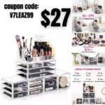 Makeup Organizer 4 Pieces, Acrylic Makeup Storage Box with 12 Drawers