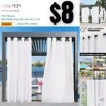 Outdoor Curtains Waterproof Windproof Weatherproof Curtain for Patio
