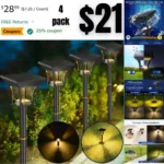 Outdoor Solar Landscape Pathway & Wall Lights with 2 Brightness Modes
