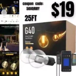 Outdoor String Lights with Dimmer – 25 Feet Patio Lights with Timer App Control 3 Modes