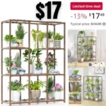 Plant Stand Indoor Outdoor, Rectangle 4 Tiers 10 Pots Wood Plant Rack Holder Tall Large Plant Shelf