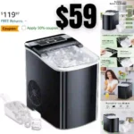 Portable Countertop Ice Maker Machine – Self-Cleaning Ice Makers with Ice Scoop and Basket