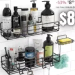 Shower Caddy Basket Shelf with Soap Holder, No Drilling Traceless Adhesive Shower Wall Shelves