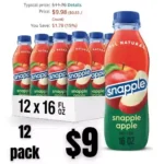 Snapple Apple Juice Drink, 16 fl oz recycled plastic bottle, Pack of 12