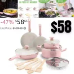 Soft Grip Healthy Ceramic Nonstick, 14 Piece Cookware Pots and Pans Set