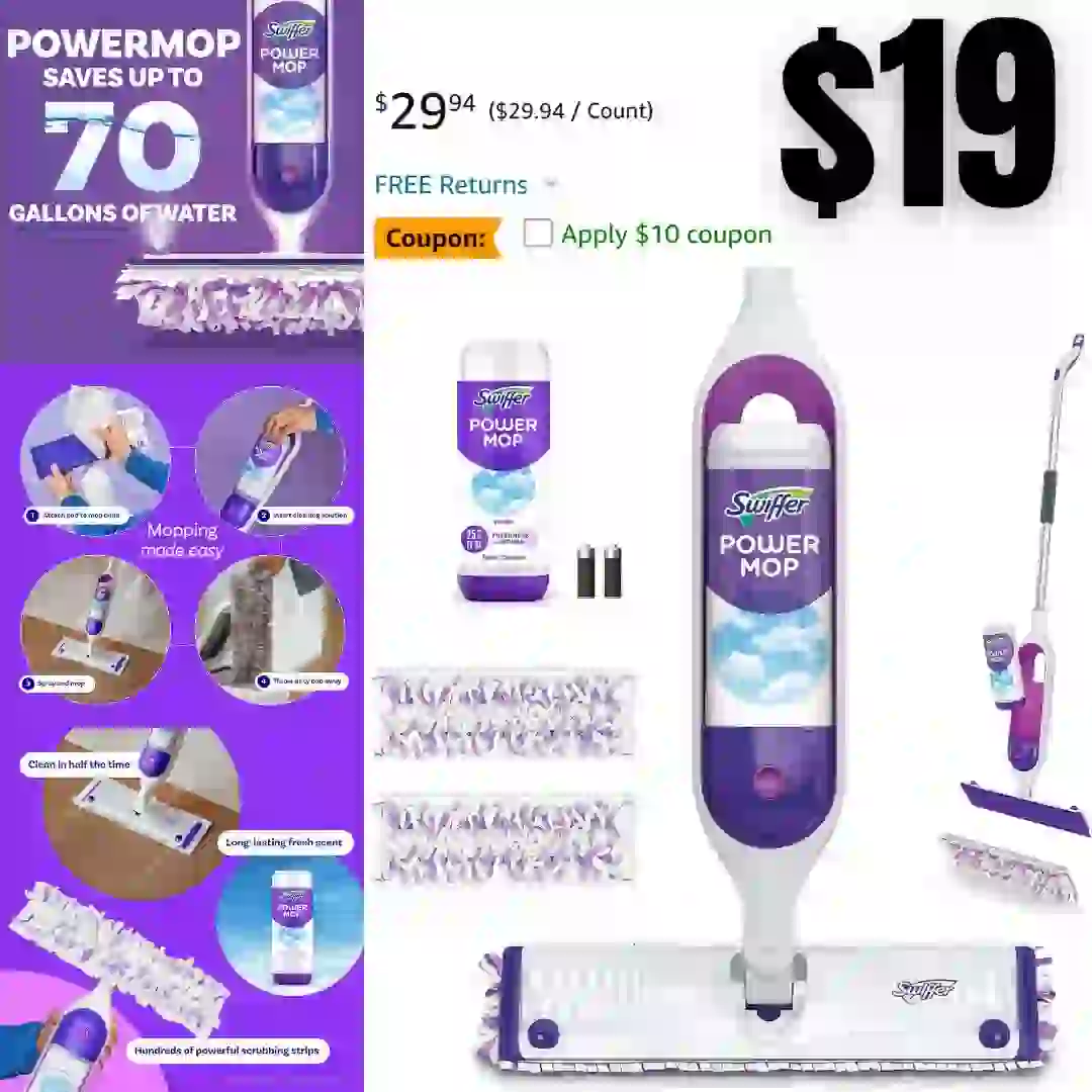 Swiffer PowerMop Multi-Surface Mop Kit for Floor Cleaning