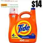 Tide Liquid Laundry Detergent, Original Scent, HE Compatible, 100 Loads