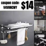 Towel Racks for Bathroom, Foldable Stainless Steel Towel Holder Wall Mounted with 7 Hooks