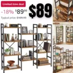 Triple 4 Tier Bookshelf, Bookcase with 11 Open Display Shelves