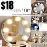 Vanity Mirror with Lights, 13 Hollywood Mirror Tabletop Makeup Mirror with 7 Dimmable LED Bulbs