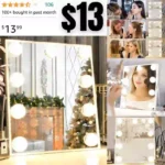 Vanity Mirror with Lights, Hollywood Makeup Mirror with Light, Tabletop Makeup Lighted Mirror with with 9 LED Bulbs Lights Smart Touch Control