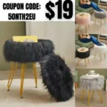 Vanity Stool Chair with Storage, Faux Fur Storage Ottoman Furry Makeup Stool
