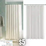 Water-Repellent Fabric Shower Curtain Liner with Weighted Hem