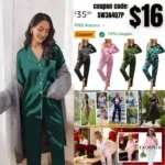 Womens Silk Pajamas Set Plus Size Silky Sleepwear Set Button Down Satin Nightwear Lounge Set